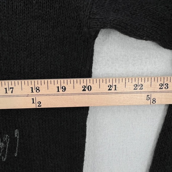 LAUREN MOSHI Sweater Womens XS Black Wild Spirit Safety Pin Printed Long Sleeve - Picture 13 of 14